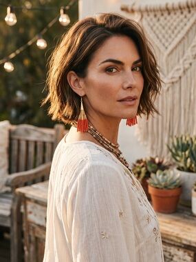 ♥️BIJOUX BAR♥️Brick Red & Gold Bead Tassel Drop Earrings/NWT